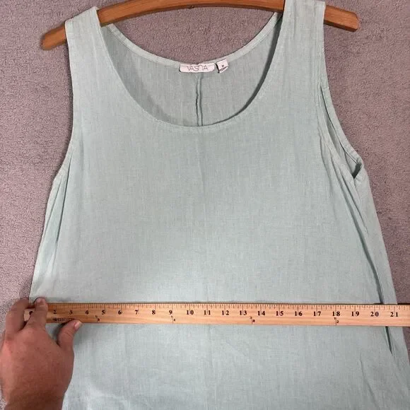 Vasna Linen Dress Size M Teal‎ Handkerchief Hem Lagenlook Italy Boho Minimalist - Picture 7 of 13